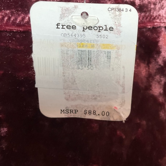 Free People Intimately medium raspberry wine velvet mini dress - Picture 6 of 6